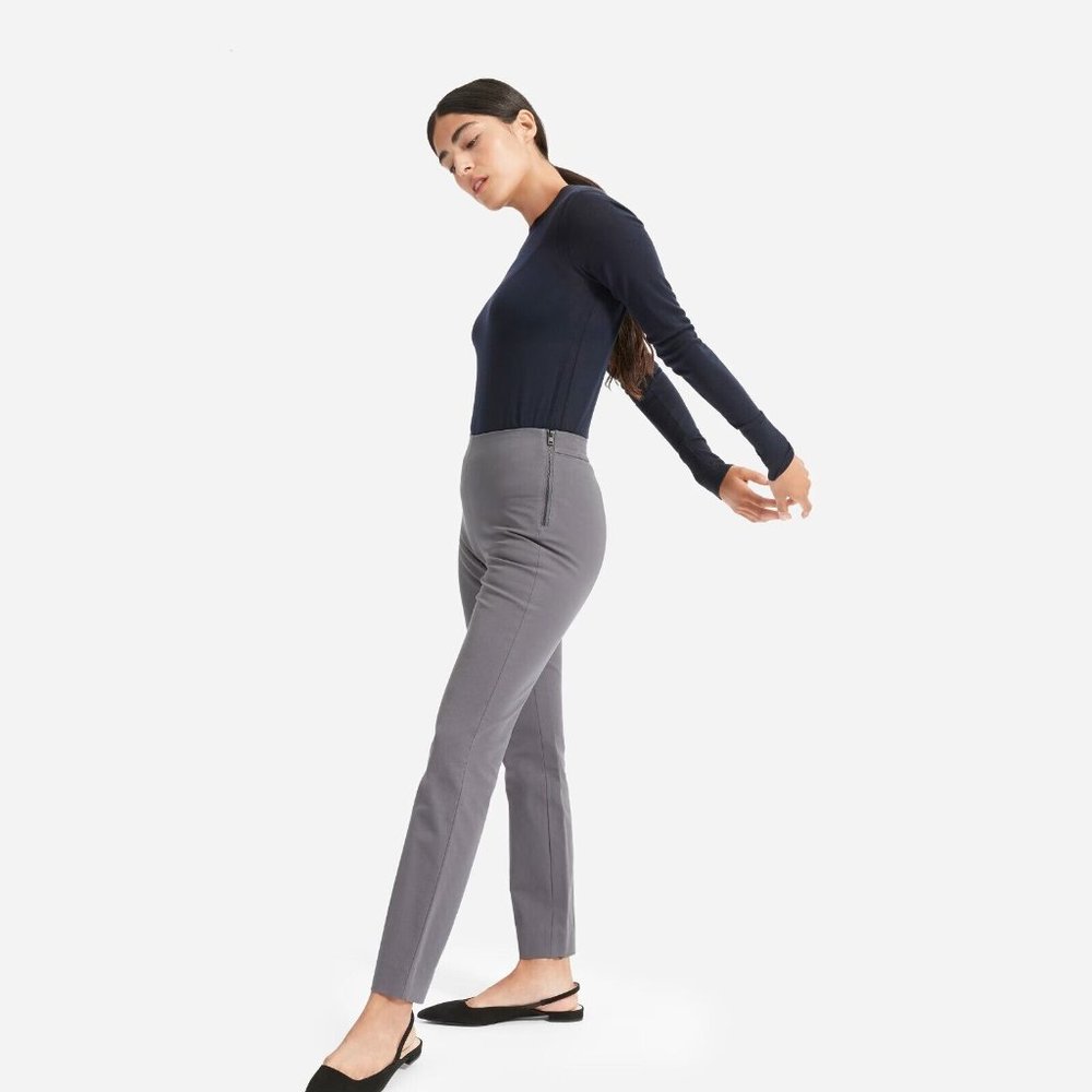 NEW Everlane The Side-Zip Stretch Cotton Pant in Slate Gray size 6